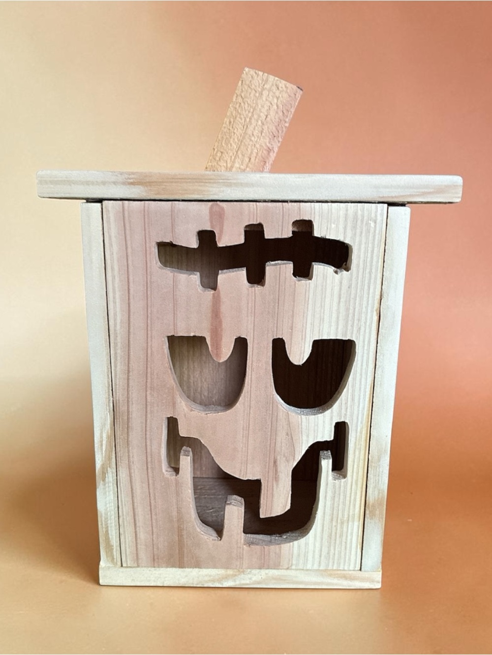Cedar Wood Halloween Frankenstein Jack O Lantern Box With Color Changing Lightgg